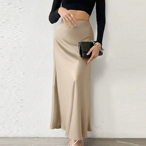 Women's Satin Ankle-Length Skirt - Elegant Casual Straight Silhouette Long Skirt for All Seasons (2025 Edition)