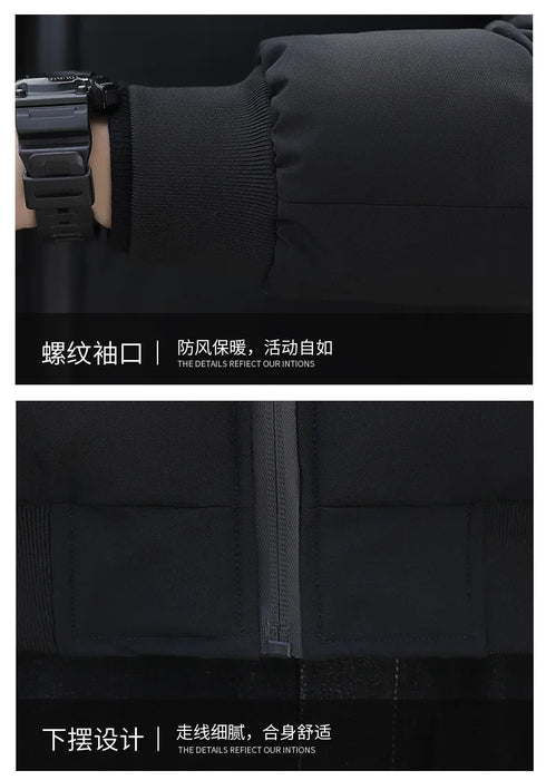 Men's Winter Thick Warm Parka – Stylish Cotton Windbreaker Jacket with Stand Collar