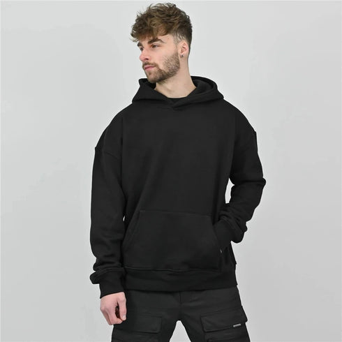 Men's Winter Gym Hoodie & Pants Set – High-Quality Cotton Fitness Sweatshirt Jacket with Kangaroo Pockets