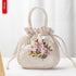 Mini Embroidered Flower Pattern Drawstring Bag Small Women Bucket Bag Top Handle Ladies Handbag Phone Bag Summer Purse