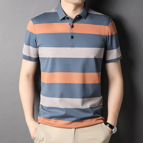 Men's Striped Short Sleeve Shirt-New Polo Shirt-Casual Men Shirt