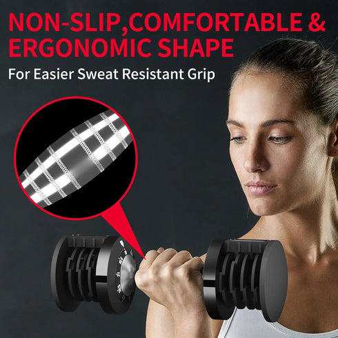 Space-Saving Adjustable Dumbbell Set - Quick Adjustment, Non-Slip Handle, 5 Weight Settings