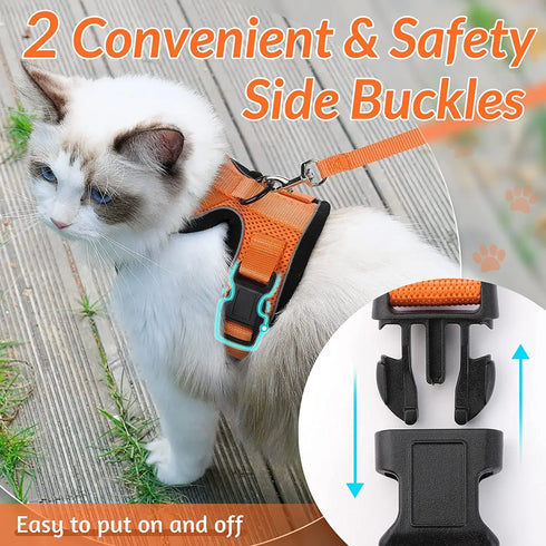 ATUBAN Adjustable Cat Harness and Leash – Escape Proof Soft Vest with Breathable Reflective Strips