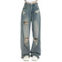 Women's High-Waisted Ripped Wide-Leg Jeans – Vintage American Retro Distressed Denim