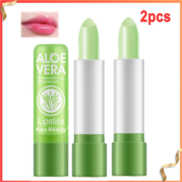 Color Changing Aloe Vera Lipstick – 2pcs, Moisturizing, Long-Lasting, Net Weight 3.5g