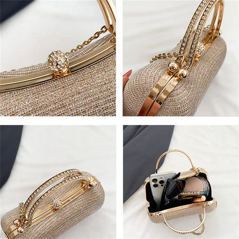 Elegant Crystal Wedding Clutch - Luxury Rhinestone Women's Purse - Crossbody Handbag