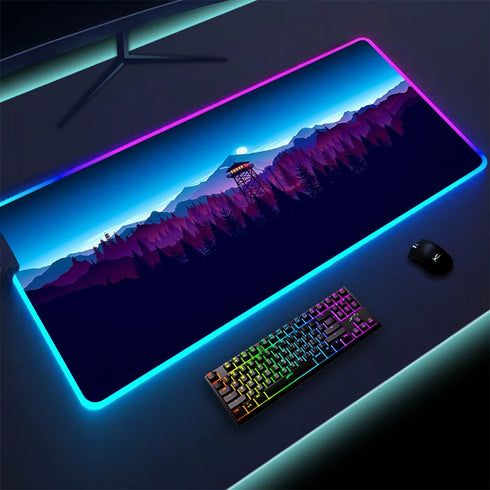 Colorful LED Gaming Mouse Pad-Firewatch Forest RGB Mousepad-Luminous Desk Mat