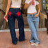 Women's High-Street Low-Waist Star Pattern Denim Jeans – Casual Straight-Leg Pants
