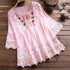 Women's Ethnic Style Loose Tops-2024 Embroidered Cotton Lace Blouses