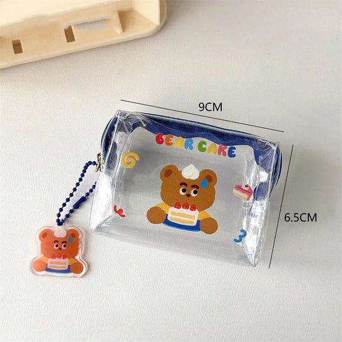 1PC Zipper PVC Transparent Coin Purse Mini Zipper Pouch Storage Bag Lovely Cartoon Jelly Wallet Cosmetic Bag Coin Purse
