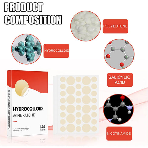 144-Piece Hydrocolloid Acne Pimple Patch Set – Invisible Absorbing Spot Stickers for Facial Blemish Protection and Healing Care for Men and Women