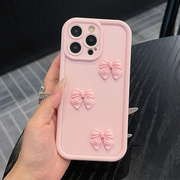 3D Pink Butterfly Silicone Soft Phone Case | Shockproof, Matte Anti-Glare Candy Cover for iPhone 16, 15, 14, 13, 12, 11 Pro Max, XS, XR, X, 8 Plus, 7, SE