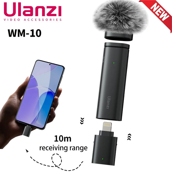 Ulanzi WM-10 Wireles Lavalier Microphone 1 to 1 Mic USB C