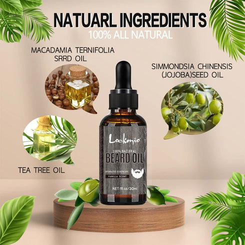 LOCKMIO Beard Oil Beards Rapid Growth Anti Loss Essential Oil for Promote Whiskers Growth Moisture Smooth Moustache Conditioner