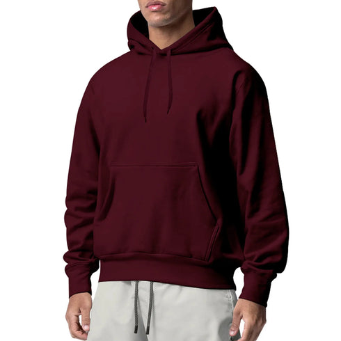 Men's Casual Hooded Sweatshirt – Full Sleeve, Solid Polyester, Comfortable and Fashionable Style