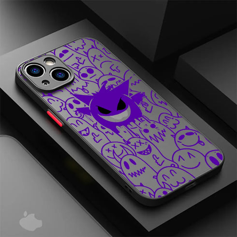 Luxury Pokemon Gengar Bumper Phone Case for iPhone SE, 7 to 15 Pro Max