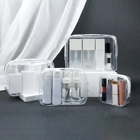Transparent Cosmetic Bag PVC Waterproof Women Zipper Makeup Beauty Case Travel Make Up Organizer Storage Toiletry Wash Bags