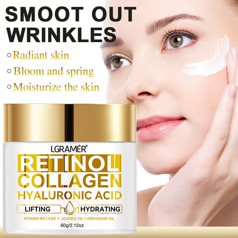 Retinol Face Cream – Anti-Aging Moisturizer with Vitamin C, Collagen, and Hyaluronic Acid for Wrinkle Reduction and Skin Whitening – 30g / 60g
