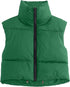 Women’s Winter Short Quilted Vest - Sleeveless Wide-Waisted Cotton Down Vest with Turtleneck and Zipper Closure for Outdoor Travel
