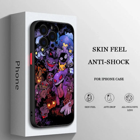 Pokémon Gengar For iPhone 15 Ultra 14 13 12 11 Mini XS XR X 8 7 Pro Max Plus Frosted Translucent Phone Case