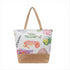Women's Canvas Leaf Print Large Tote Bag - Fashionable Zipper Shoulder Handbag