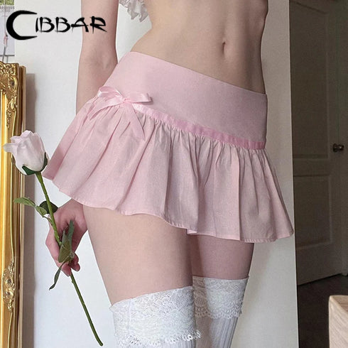 Sweet Pleated Mini Skirt with Bow Detail - Lightweight and Chic for Summer
