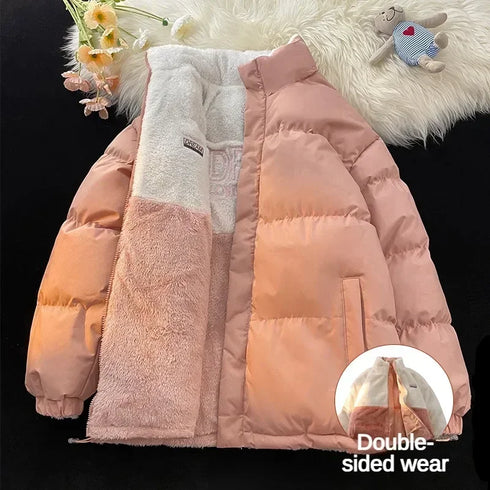 Men’s Double-Sided Wearable Warm Jacket | Solid Color Stand Collar Autumn-Winter Coat