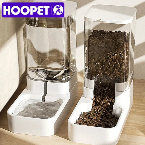 HOOPET Automatic Pet Feeder and Water Bowl – Transparent Food Storage Dispenser for Pets