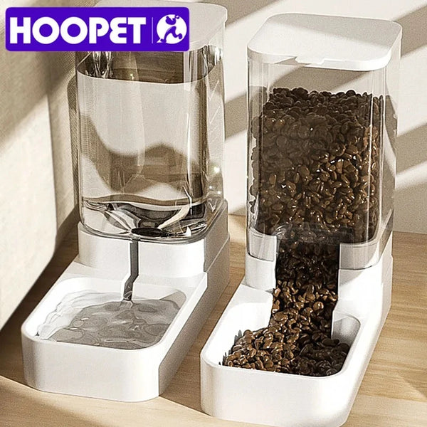 HOOPET Automatic Pet Feeder and Water Bowl – Transparent Food Storage Dispenser for Pets
