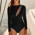 One-Piece Women's Swimsuit-Elegant Long Sleeve Swimwear