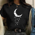 Moon Graphic Printed T Shirt for Women-Casual Tee Shirt