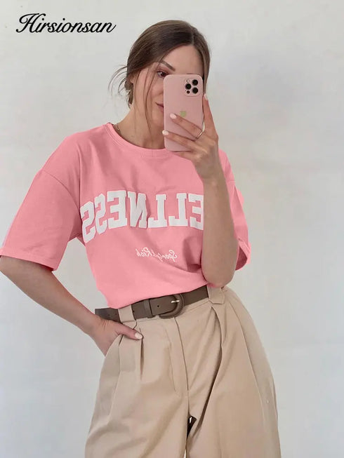 Wellness Short Sleeve T Shirts for Women-Casual Soft O neck Tops