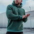 Men's Long Sleeve Athletic Pullover Hoodie - Fuzzy Fleece Solid Color Sweatshirt with Zipper & Detachable Hat