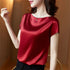 Solid Color Midweight TAT-Woven Polyester Top with Regular Length and No Closure, Designed for Middle-Aged Women Seeking a Sophisticated Office Lady Style