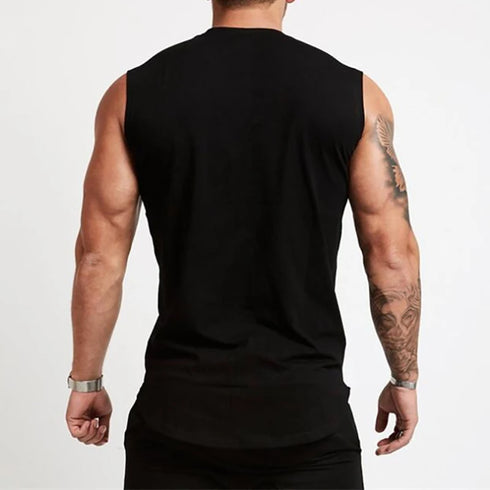 Men's Sleeveless Workout Shirt-Gym Cotton Tanktop