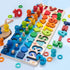 Montessori Wooden Math Puzzle Toy – Busy Board with Shapes, Colors, Counting & Fishing Game for Kids