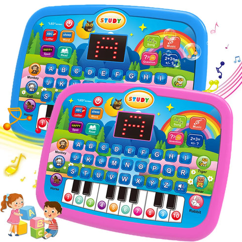 Kids Educational Tablet Toy – Literacy, Math, Music Learning with Electronic Keyboard for Ages 3-12