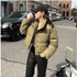 Women's Short Down Cotton Jacket – Lightweight Winter Coat with Zipper – Thick Padded Casual Outerwear