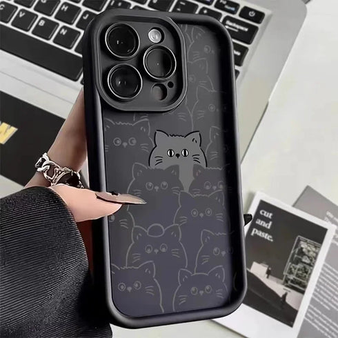 Funny Cats Graffiti Dog Soft Case for iPhone – Matte Anti-Scratch, Anti-Fingerprint Half-Wrapped Protective Cover for iPhone 15 Pro Max, 14, 13, 12, 11, XS, XR, 7, 8 Plus, SE 2