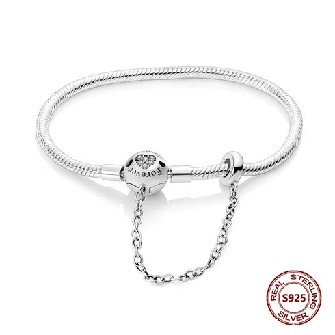 925 Sterling Silver Heart Charm Bracelet with AAA Zircon – Trendy and Elegant Jewelry for Women, Perfect for Parties & Special Occasions