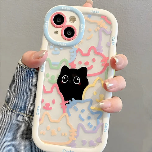 Soft Silicone Cat-Themed Phone Case – Durable & Stylish Protective Cover for iPhone 16, 15, 14, 13, 12, 11, XR, X, XS, 8, 7, SE