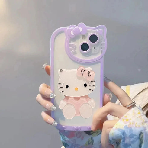 Hello Kitty KT Head Mirror Phone Case | Stylish Y2K Bumper Cover for iPhone 16-11, XR, XS, and More
