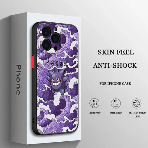 Pokémon Gengar For iPhone 15 Ultra 14 13 12 11 Mini XS XR X 8 7 Pro Max Plus Frosted Translucent Phone Case