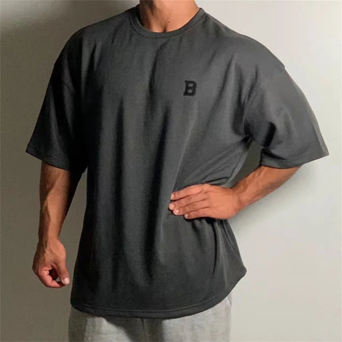 New Summer Oversized Men's T Shirt-Cotton Solid Half Sleeve Top