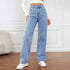 Women's High-Waisted Loose-Fit Straight-Leg Coated Jeans – Ankle-Length Winter Denim