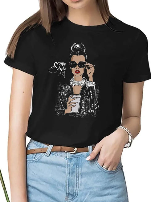 Fashion Style Short Sleeve Women's Tshirt-Maycaur Printed Shirts