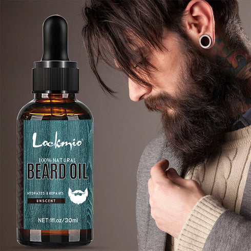 LOCKMIO Beard Oil Moustache Grooming Moisturizing and Smoothing Conditioner Hair Growth Serum for Beards Promotes Hairs Regrowth