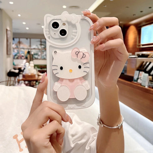 Sanrio Hello Kitty Kawaii Mirror Bumper Case | Y2K Cartoon Design for iPhone 16-7 Plus Models
