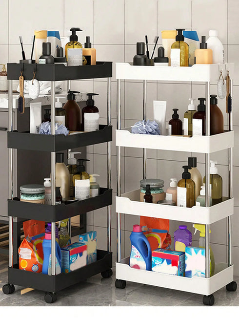 3/4 Tier Rolling Utility Cart – Slim Movable Storage Rack for Kitchen, Bathroom & Livingroom