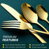 24-Piece Premium Stainless Steel Black & Gold Flatware Set – Elegant Mirror Polish Cutlery, Dishwasher Safe